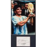 Three framed photographic presentations for football legends Diego Maradona, Paul Gascoigne and