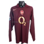 Alex Song Arsenal FC redcurrant No.17 home jersey season 2005-06, match issue, long sleeved,