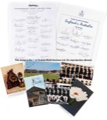 Collection of cricket autographs, mostly on signed pictures and postcards, also some scorecards,