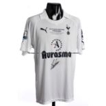 Louis Saha signed white Tottenham Hotspur No.15 home jersey, Premier League v Manchester United,