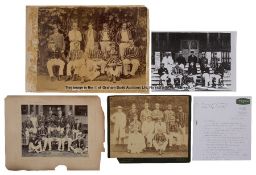 Four b&w photographs of late 19th century and later cricket, comprising one 15 by 12in., circa