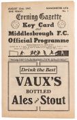 Middlesbrough v Manchester United programme 23rd August 1947, bears fold marks, wear to spine,