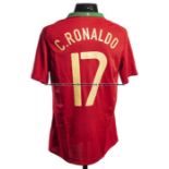 Cristiano Ronaldo signed Portugal replica international No.17 jersey circa 2005, signed to the