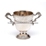 Lester Piggott's winning trophy for the Devizes Donkey Derby 1955, in the form of a twin-handled