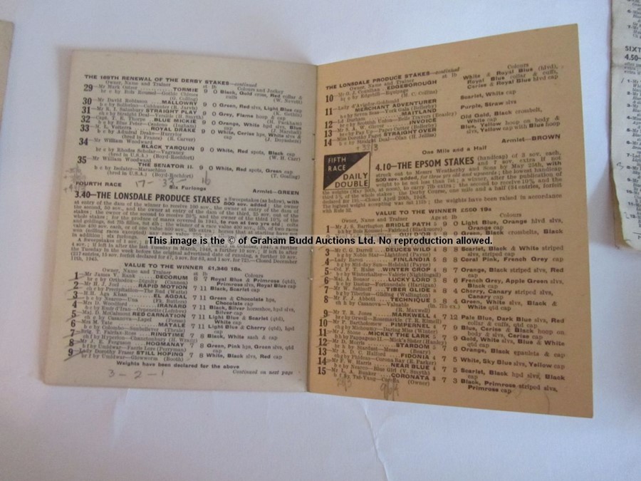 Four 1940s Epsom Derby Day racecards, comprising 1946 (Airborne), 1947 (Pearl Diver), 1948 (My Love) - Image 12 of 21