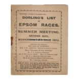 An early Epsom Derby Day racecard from 1912, printed by Dorling's List, the race won by Tagalie,