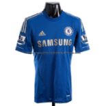 Ashley Cole Chelsea FC blue and gold No.3 home jersey season 2012-13, match issue, short-sleeved,