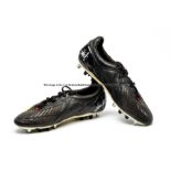 Juan Sebastian Veron Chelsea FC match boots circa 2005, black & orange Asic's boots, both signed