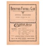 Brentford v Tottenham Hotspur programmme 20th November 1915, London Football Combination wartime