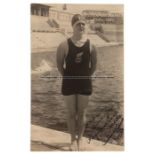 US Olympic swimmer Gertrude Ederle signed 1924 Paris Olympic Games official postcard, No.174 by