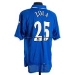 Gianfranco Zola signed blue Chelsea No.25 jersey circa 2002, short-sleeved, Premier League badges,