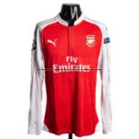 Olivier Giroud match worn Arsenal FC UEFA Champions League 2015-16 1st leg No.12 red jersey v