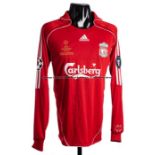 Steve Finnan signed red Liverpool No.3 Champions League Final 2007 jersey, unused long-sleeved spare