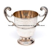 Trophy for the 1926 Newmarket Town Plate, in the form of twin-handled silver cup, hallmarked William