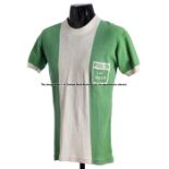 Carlos 'Escopeta' Monzon worn boxing training jersey, green and white striped soccer jersey, front