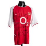 Multi-signed Arsenal 'invincibles' jersey, the replica 2003-04 home jersey signed in black marker by