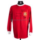 Manchester United 1963 F.A. Cup Final retro jersey signed by the club's 'Holy Trinity' Bobby