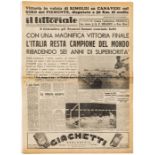 Six copies of Italian daily sports newspaper Il Littoriale covering the France 1938 World Cup, dated