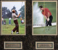 Signed photographic presentations of the Open Championship winning American golfers Jack Nicklaus