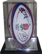Martin Johnson & Jonny Wilkinson dual signed England 2003 Rugby World Cup ball, size 5 rugby ball in