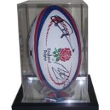 Martin Johnson & Jonny Wilkinson dual signed England 2003 Rugby World Cup ball, size 5 rugby ball in