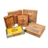 Collection of six Lester Piggott signed varied wooden cigar boxes, each signed to the lid by