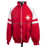 Vintage Switzerland international football team tracksuit top, long-leeved with central zip closing,