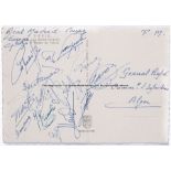 Real Madrid team signed postcard, circa 1956, obverse with image of La Sainte-Chapelle Paris,