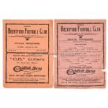 Two Brentford v Tottenham Hotspur programmes, wartime London Football Combination fixture 1st