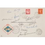 Signatures of an International XI from the Stanley Matthews Testimonial match, Victoria Ground,