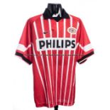Vampeta red & white striped PSV Eindhoven No.2 jersey from the pre-season Nike Challenge Cup match v