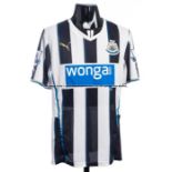 Mike Williamson black & white striped Newcastle United No.6 jersey worn in the Premier League