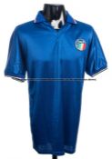 Giovanni Francini blue Italy No.14 international jersey 1987, match issue for the Yugoslavia game