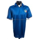 Giovanni Francini blue Italy No.14 international jersey 1987, match issue for the Yugoslavia game