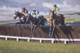 Neil Cawthorne (British, b. 1936) ALL TO PLAY FOR (2011 CHELTENHAM GOLD CUP),  signed, oil on