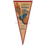 Brazil 1950 FIFA World Cup official pennant, triangular, cream and red paper form, printed IV