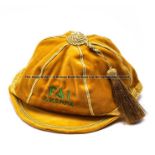 F.A.I Republic of Ireland gold cap awarded to Jeff Kenna, gold velvet with tassel, embroidered in