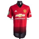 Paul Poga red Manchster United No.6 EFL Carabao Cup jersey season 2018-19, short-sleeved, sponsor'
