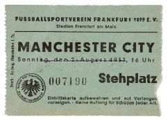 Match ticket for Frankfurt FSV v Manchester City friendly, 2nd August 1953, Stadion Frankfurt, green