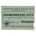 Match ticket for Frankfurt FSV v Manchester City friendly, 2nd August 1953, Stadion Frankfurt, green