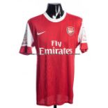 Tomas Rosicky Arsenal FC red and white No.7 home jersey 2010 Emirates Cup, match issue, short