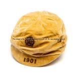 White England 1901 football cap from the Home International against Ireland at Southampton, 9th