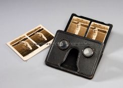 Stereoscope viewer with a pair of cards for the cricketer Jack Hobbs, by Camerascopes Ltd., No.