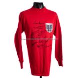 1966 World Cup Final retro jersey signed by 10 of the England winning team, signed after the passing