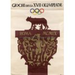 Rome 1960 Olympic Games poster, Italian language poster, 99 x 70 cm, creases and minor tears to