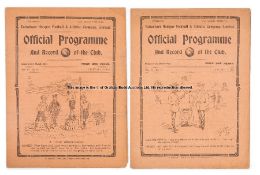 Two Tottenham Hotspur home programmes season 1913-14, Oldham Athletic 17th January & Burnley 23rd