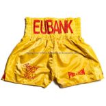 Chris Eubank fight worn boxing trunks from his bout with Michael Watson for the WBO Middleweight