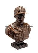 John Hargreaves Bond (British, active 1882-1902), THE JOCKEY FRED ARCHER, bronze bust, signed H Bond