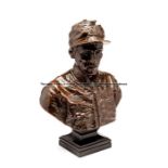 John Hargreaves Bond (British, active 1882-1902), THE JOCKEY FRED ARCHER, bronze bust, signed H Bond