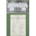 Official autograph sheet for the first England rugby union tour to Australia in 1963, signed in